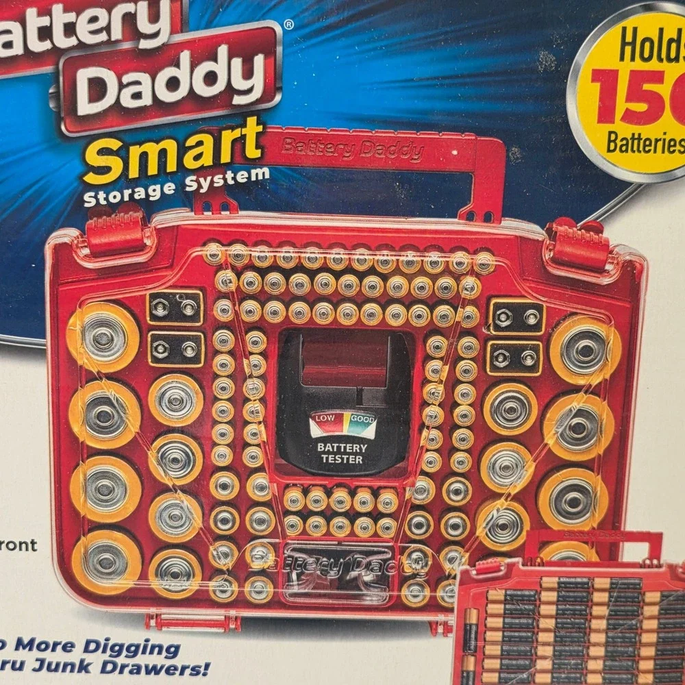 Battery Daddy Smart Storage System 150 Battery Organizer Case with Tester Red